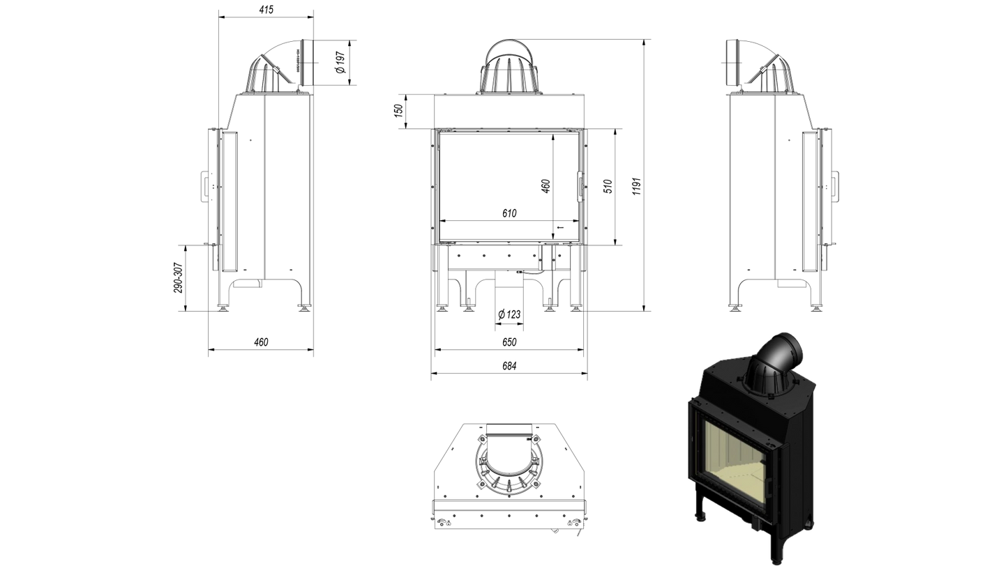 Focar semineu N100 Samota Neagra