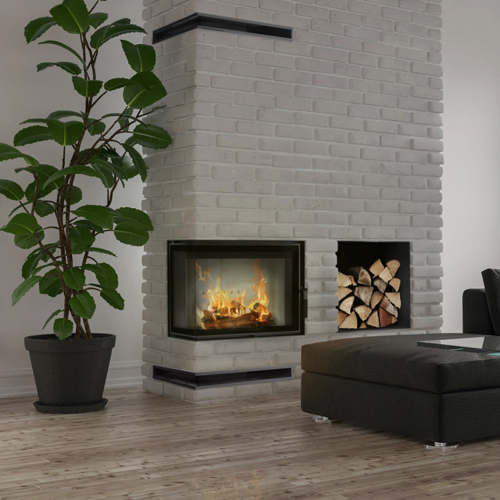 Focar semineu S80 DECO - STICLA STANGA - Samota neagra