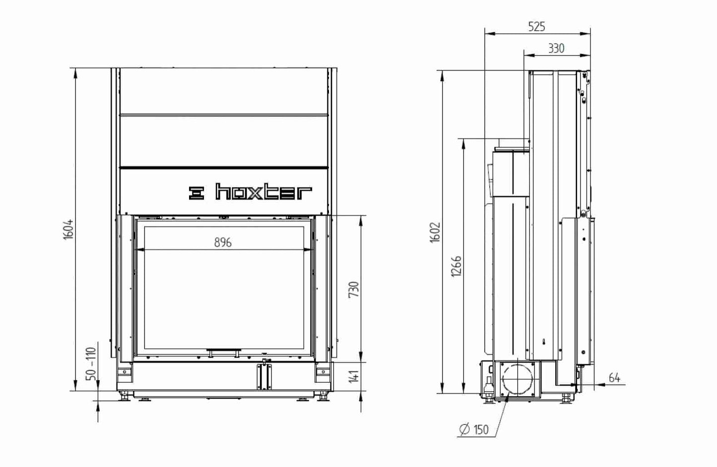 Focar semineu Hoxter HAKA 89/72h