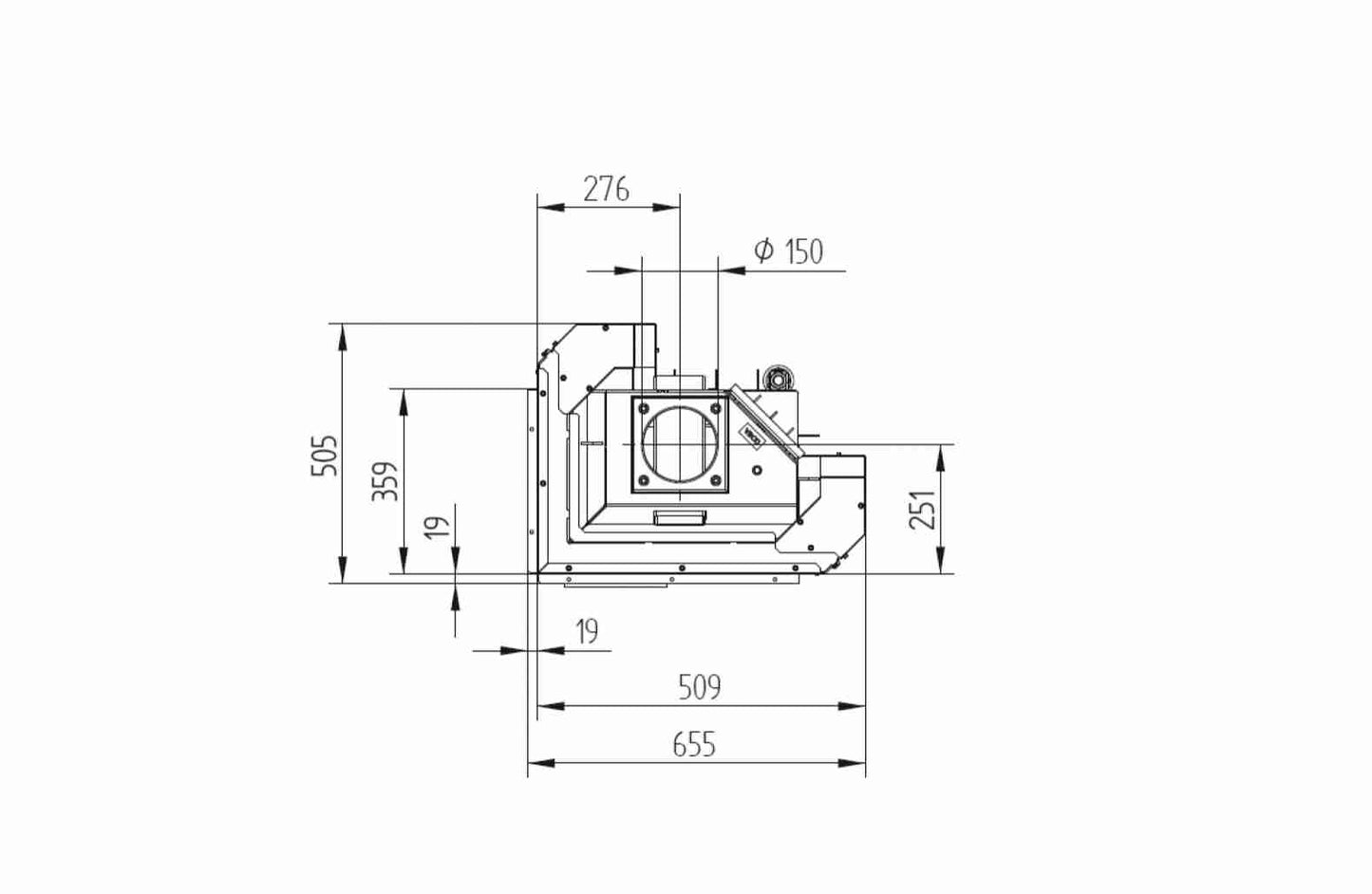 Focar semineu Hoxter ECKA 50/35/45 Lh