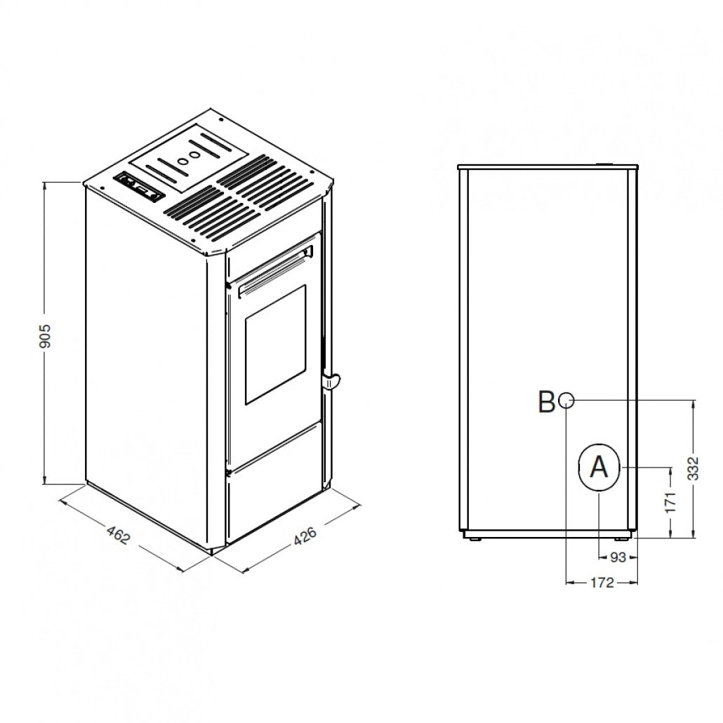 Soba pe peleti Elsa - 9.5kW Rubin