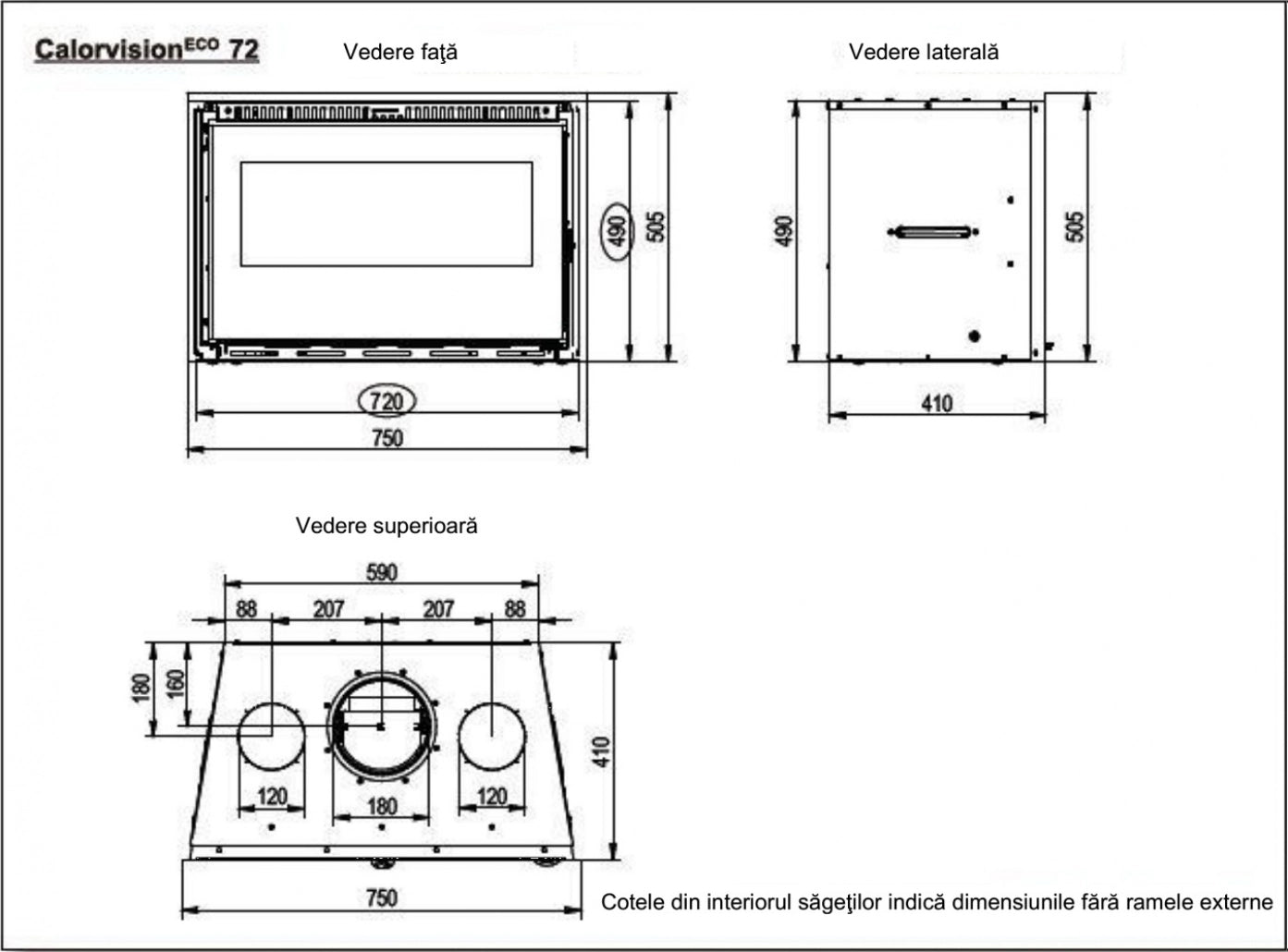 Focar otel samotat Calorvision 72 / 9kw - cu ventilator