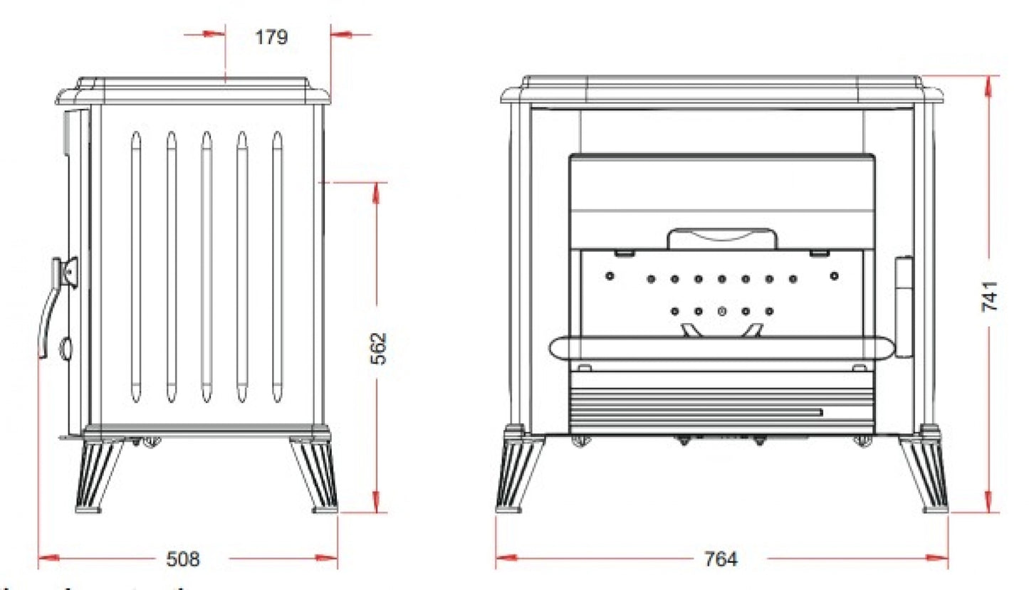Soba fonta Modena 10kW - Rosu