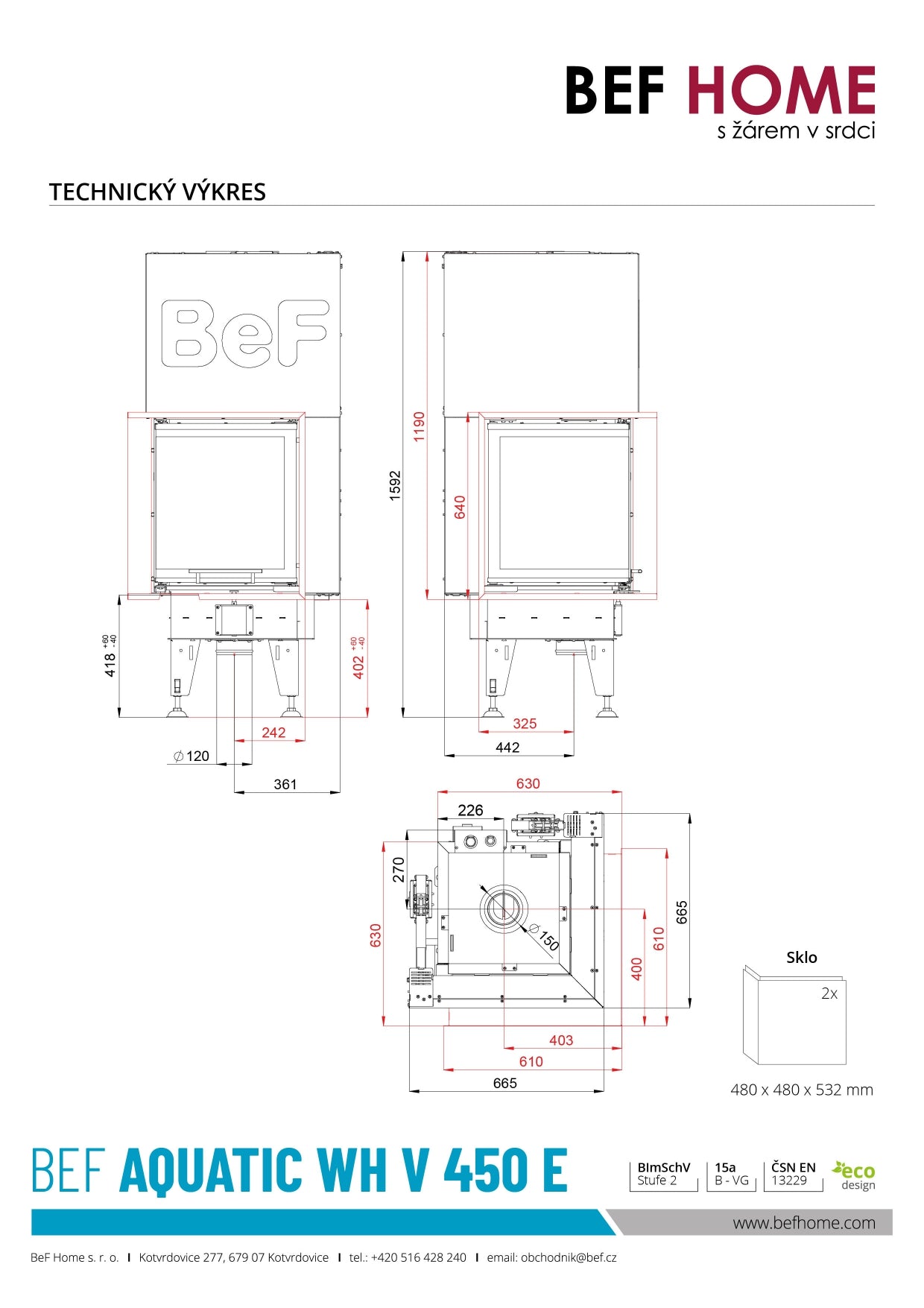 Focar centrala BeF Aquatic WH V 450 E