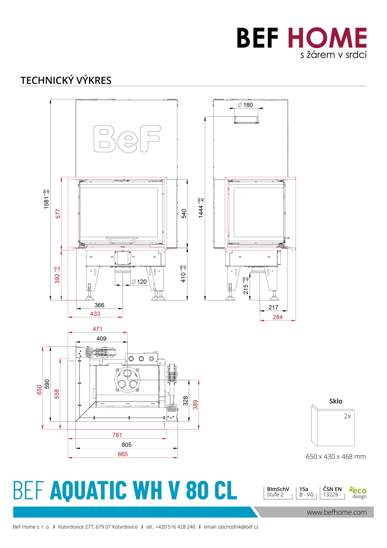 Focar centrala Bef Aquatic WH V 80 CL