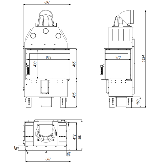 Focar semineu PRIMA INTRA SM BL MINI