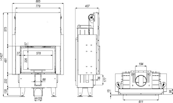 Focar semineu PRIMA INTRA SM SLIM G