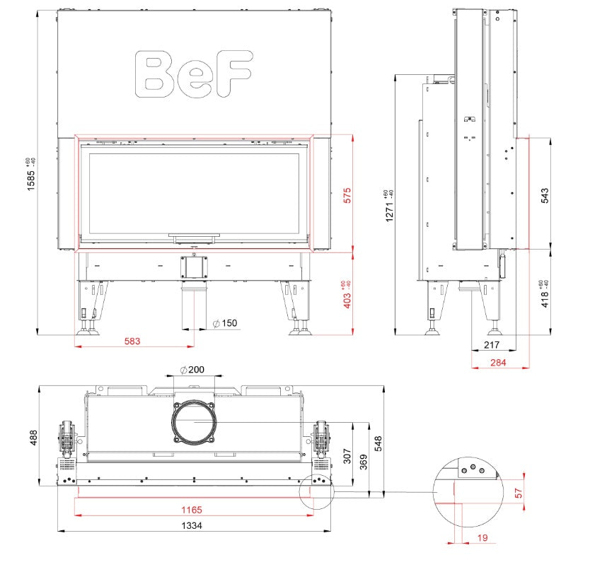 Focar semineu Bef Therm V12