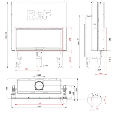 Focar semineu Bef Therm V12