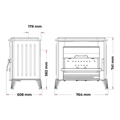 Soba fonta Modena 170 kg, 10-15kW - Antracit