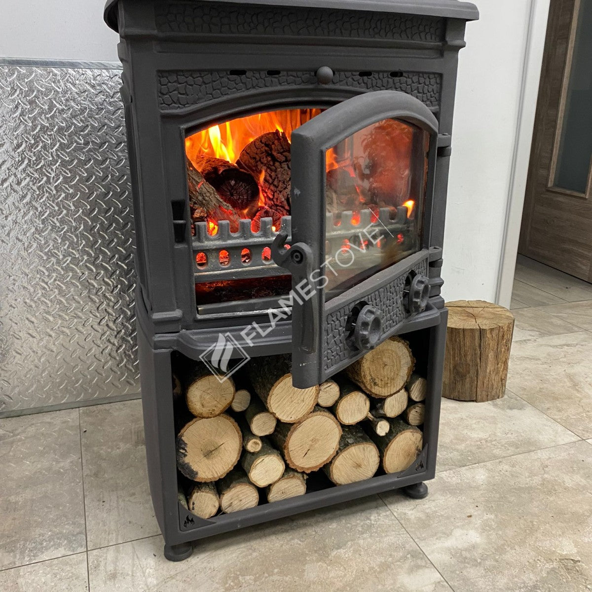 Sobă de Ardere a Lemnelor Sirius Maxi FS-016ST - Fontă Robustă, Eficiență Dublă, Sticlă Schott-Robax