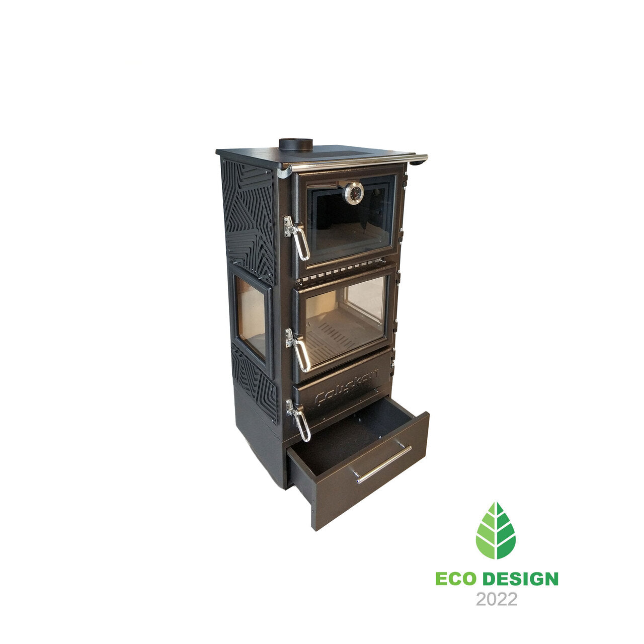 306-3D Cutie Sobă Pe Lemne Cu Cuptor, Putere 12.870 kW, Eficiență Termică 128 m²