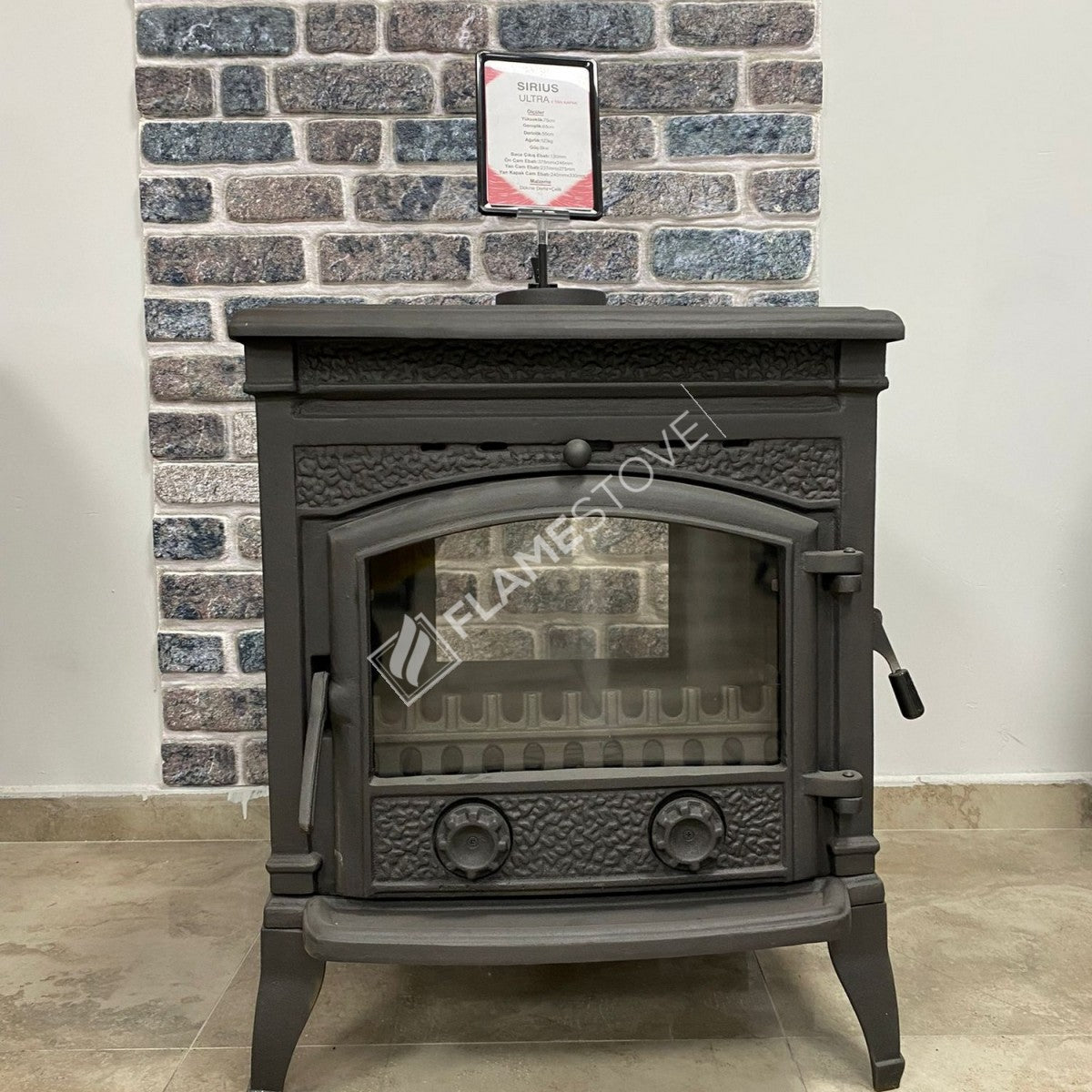 Sirius FS-015YK - Soba de Fontă Ultra 4 Fețe, 9 kW, Sticlă Schott Robax, Eco Design