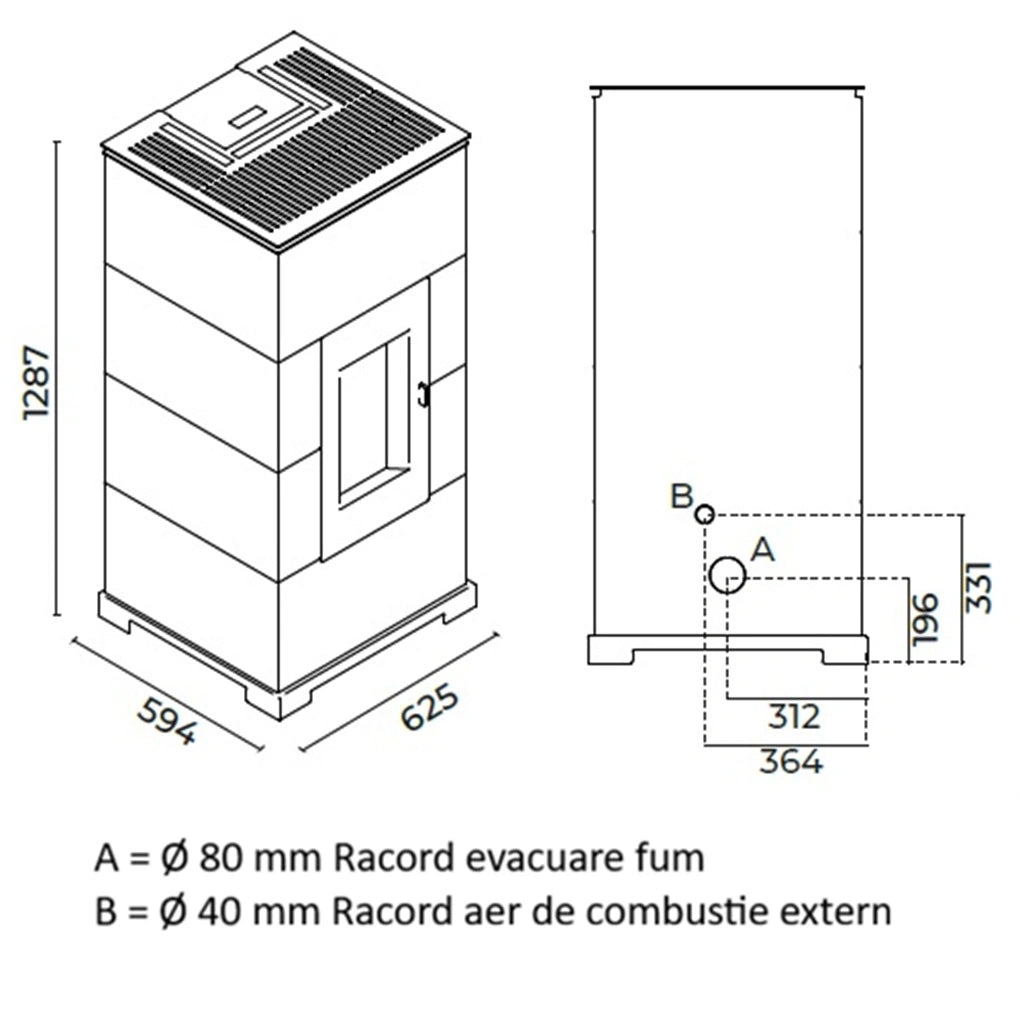 SOBA PELETI CU ACUMULARE 4.5-11 KW - MAURA MARO - CONVECTIE NATURALA