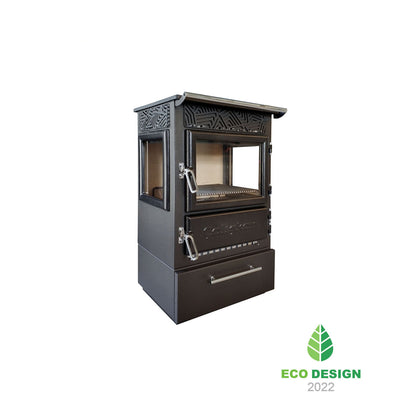 Șemineu/Sobă 305-3D BOX cu Ardere pe Lemne și Sticlă Ceramică Rezistentă la Șoc Termic