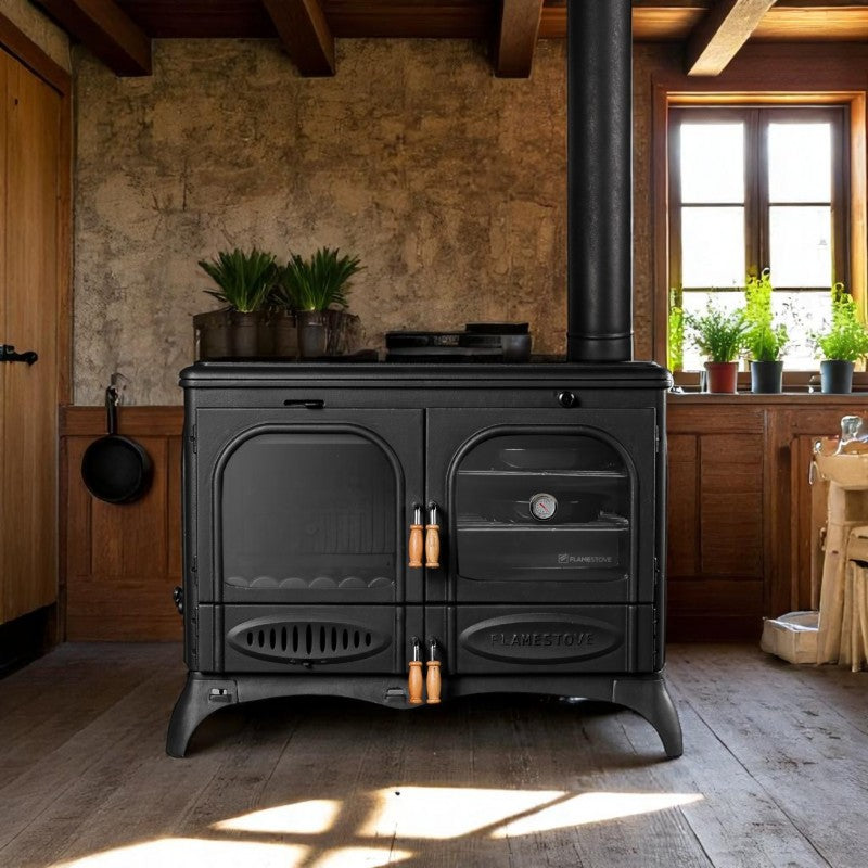 Soba din fontă de înaltă eficiență FS-014 Casting Ultra Sirius FS-14 | Ceramică de sticlă germană | Putere termică 9 kW | Ieșire coș de fum 130 mm