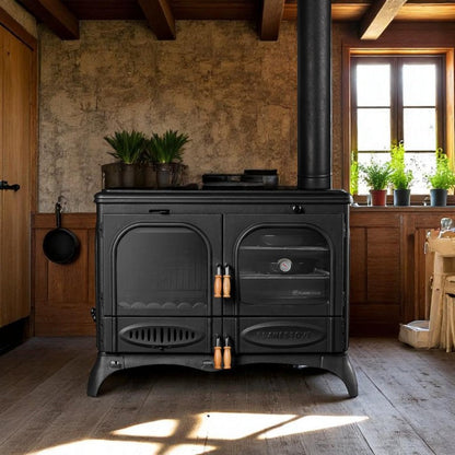 Soba din fontă de înaltă eficiență FS-014 Casting Ultra Sirius FS-14 | Ceramică de sticlă germană | Putere termică 9 kW | Ieșire coș de fum 130 mm