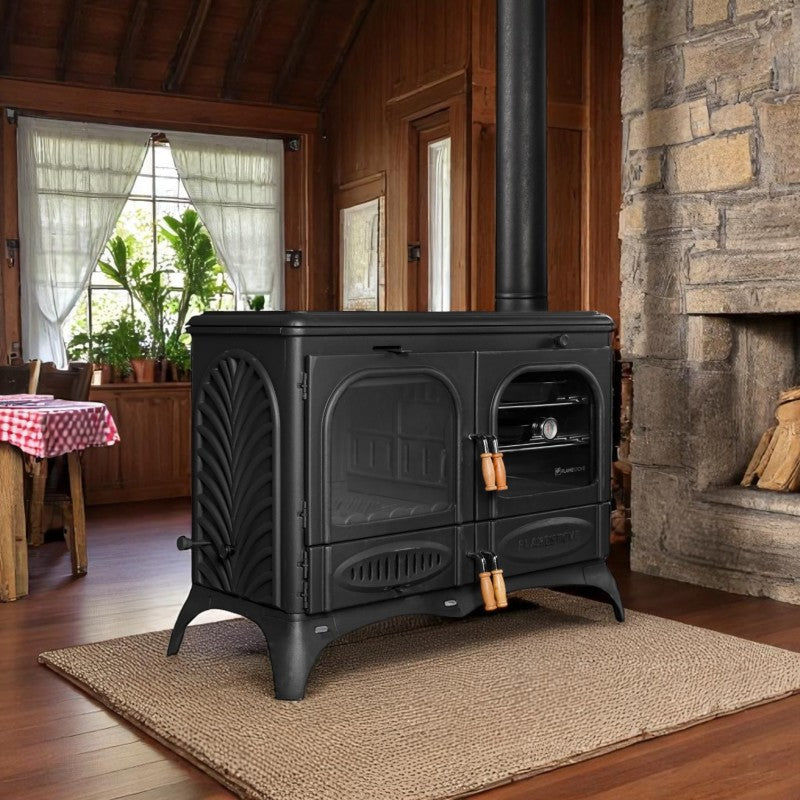 Soba din fontă de înaltă eficiență FS-014 Casting Ultra Sirius FS-14 | Ceramică de sticlă germană | Putere termică 9 kW | Ieșire coș de fum 130 mm