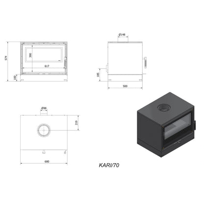 Soba otel Kari 70 - 8 KW - Samota neagra