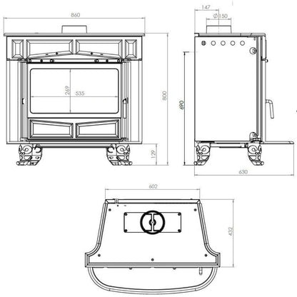 Sobă de fontă GLAS FRANKLIN - 11kW