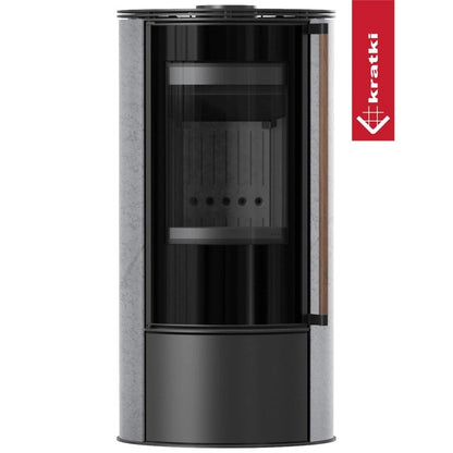 Soba Erik 5.5kW Grey Satin - maner lemn - samota neagra