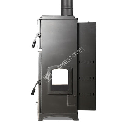 FS-214 Lux Gourmet Pellet Stove | 12 kW High Efficiency, 3-Sided Schott Robax Glass, Chrome Combustion Chamber