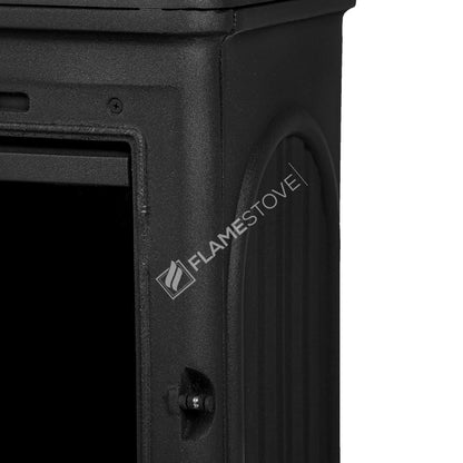 Sobă de Fontă de Înaltă Rezistență FS-023 Modena cu Cuptor - Eficiență Energetică Ridicată, Sticlă Schott Robax, Mâner de Lemn, 10 kW