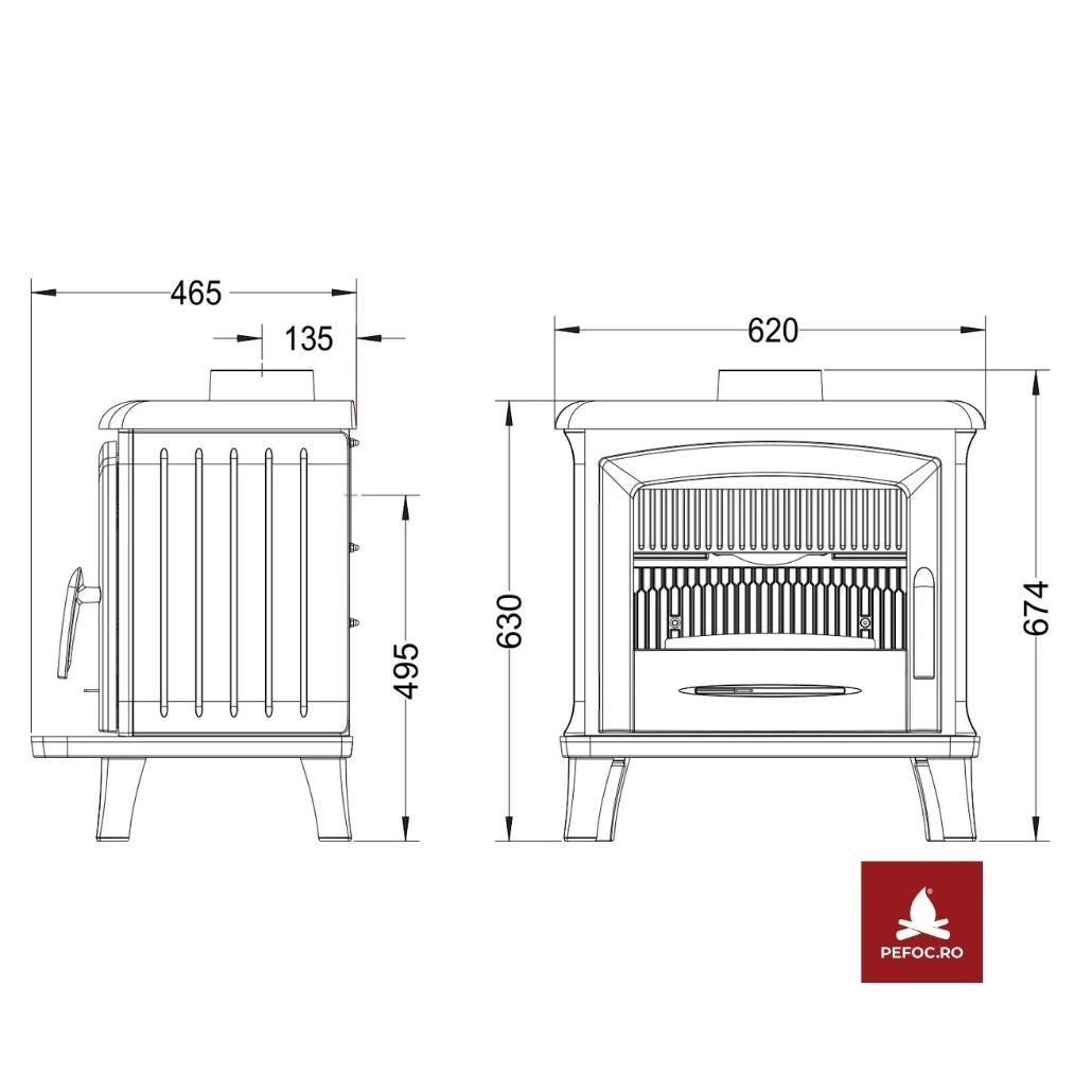 Soba fonta Norik 6-9kW - tripla combustie