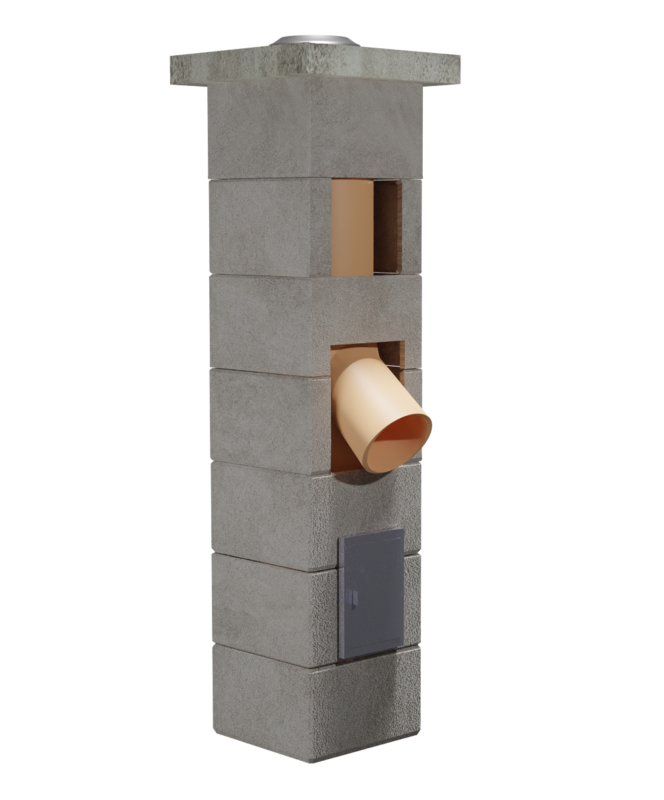 Coș de fum profesional – PracticHorn – Înălțime 6m, diametru interior 200 mm, dimensiune exterior 35×35 cm, racord 45