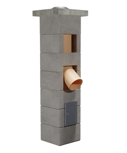 Coș de fum profesional – PracticHorn – Înălțime 5m, diametru interior 200 mm, dimensiune exterior 35×35 cm, racord 45