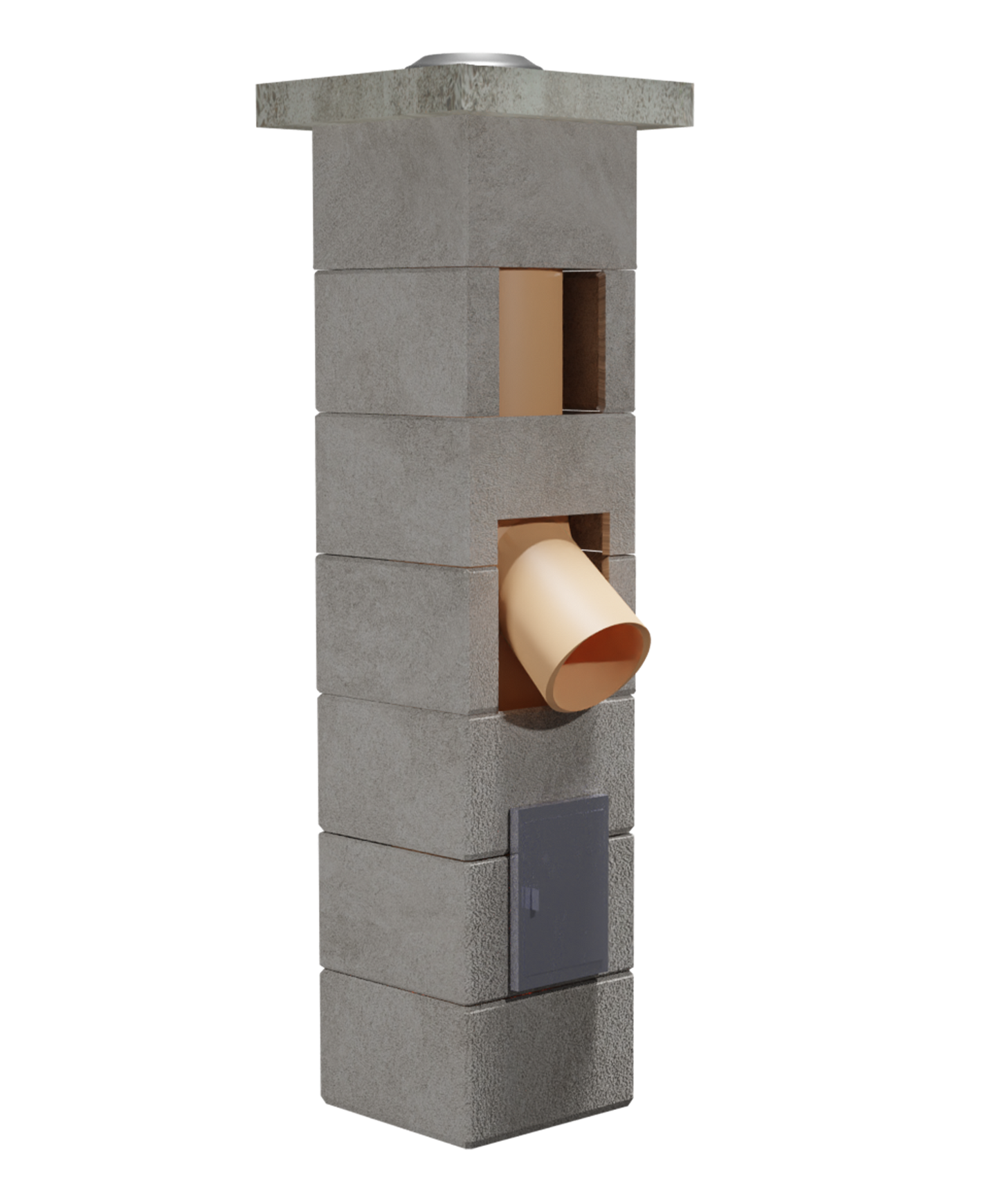 Coș de fum profesional – PracticHorn – Înălțime 5m, diametru interior 160 mm, dimensiune exterior 32×32 cm, racord 45
