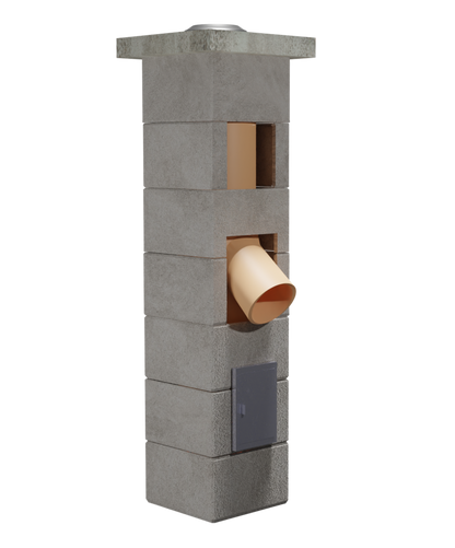 Coș de fum profesional – PracticHorn – Înălțime 5m, diametru interior 160 mm, dimensiune exterior 32×32 cm, racord 45