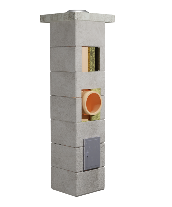 Coș de fum profesional – PracticHorn – Înălțime 6m, diametru interior 200 mm, dimensiune exterior 35×35 cm, racord 90