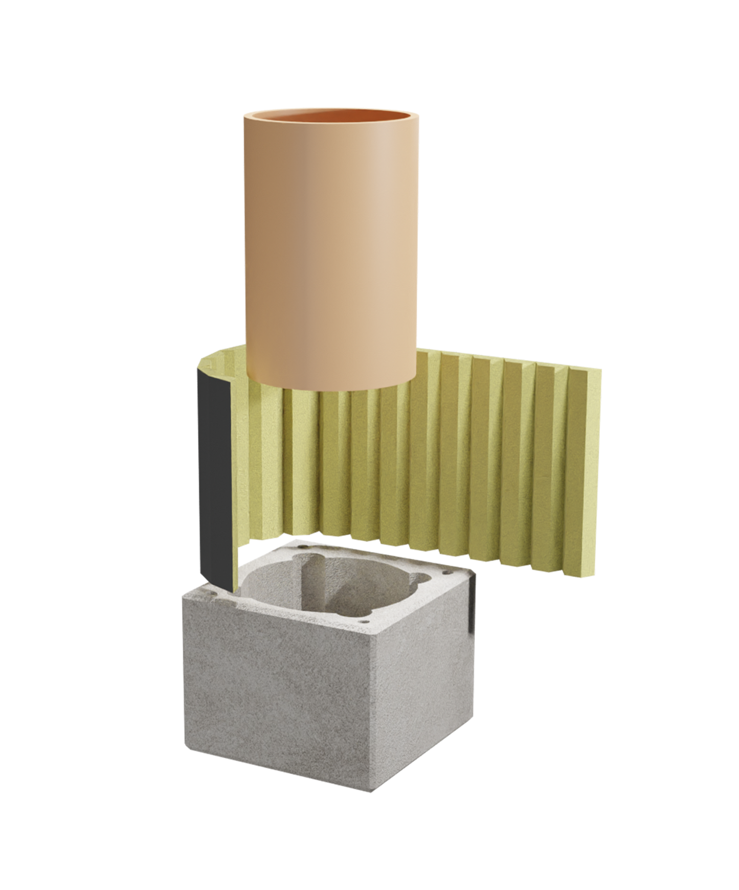 Coș de fum profesional – PracticHorn – Înălțime 9m, diametru interior 200 mm, dimensiune exterior 35×35 cm, racord 45