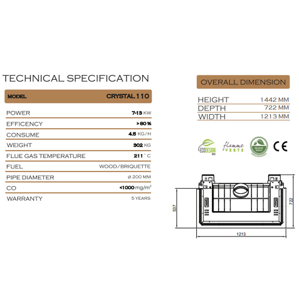 Focar semineu CRYSTAL 110 PREMIUM