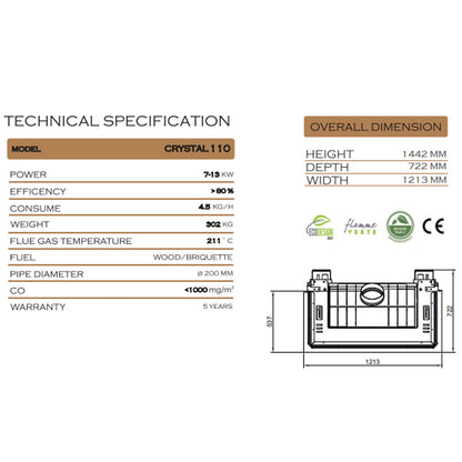 Focar semineu CRYSTAL 110 PREMIUM