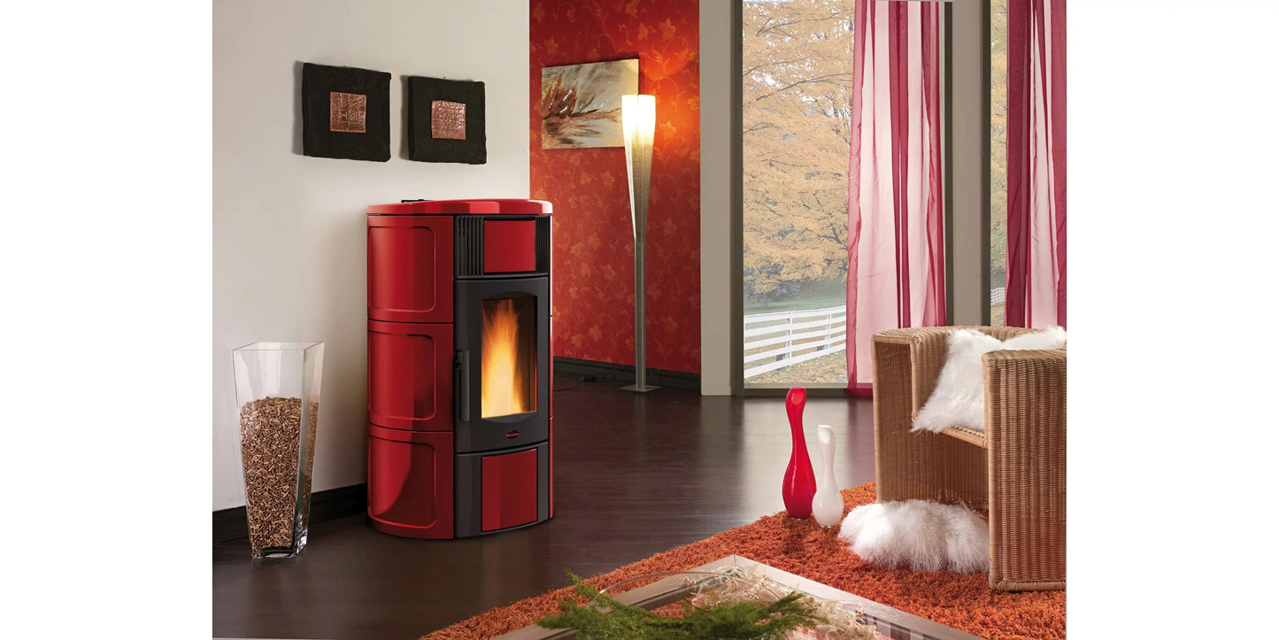 Termosemineu pe peleti, tip centrala, 5,4 - 18,1 kW, pentru 519 m3, Iside Idro H15, La Nordica-Extraflame, culoarea Bordeaux