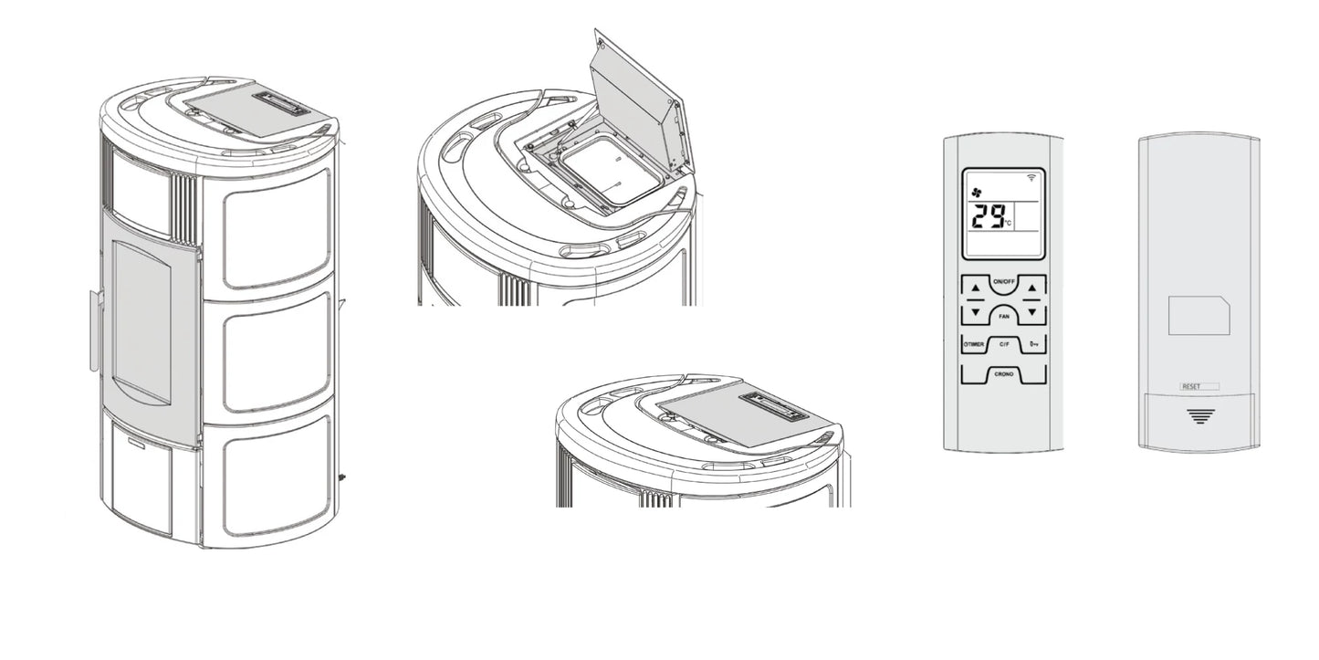 Termosemineu pe peleti, tip centrala, 5,4 - 18,1 kW, pentru 519 m3, Iside Idro H15, La Nordica-Extraflame, culoarea Bordeaux