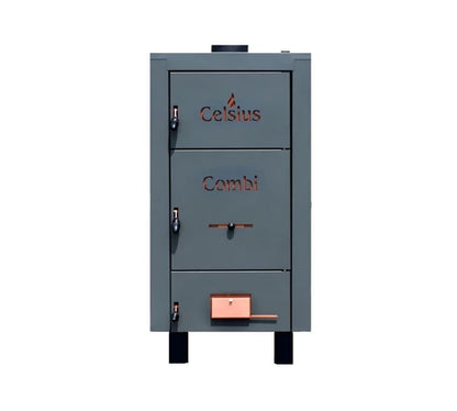 Cazan combi pe lemne si peleti, din tabla de otel, 29-34 kW, cu posibilitate de ardere peleti, Celsius