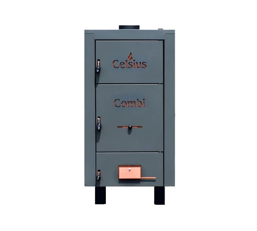 Cazan combi pe lemne si peleti, din tabla de otel, 29-34 kW, cu posibilitate de ardere peleti, Celsius