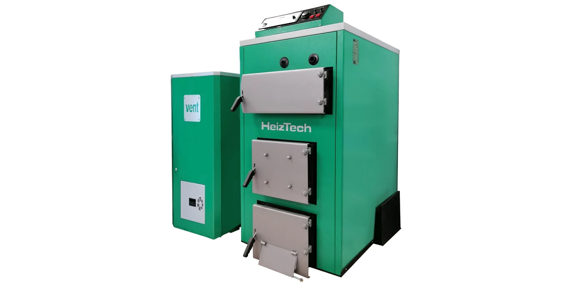 Combi Boiler for Wood and Pellets, Steel Sheet, 150 kW, Pellet Burning Capability, Duo Pellet, SP150VENT, HeizTech