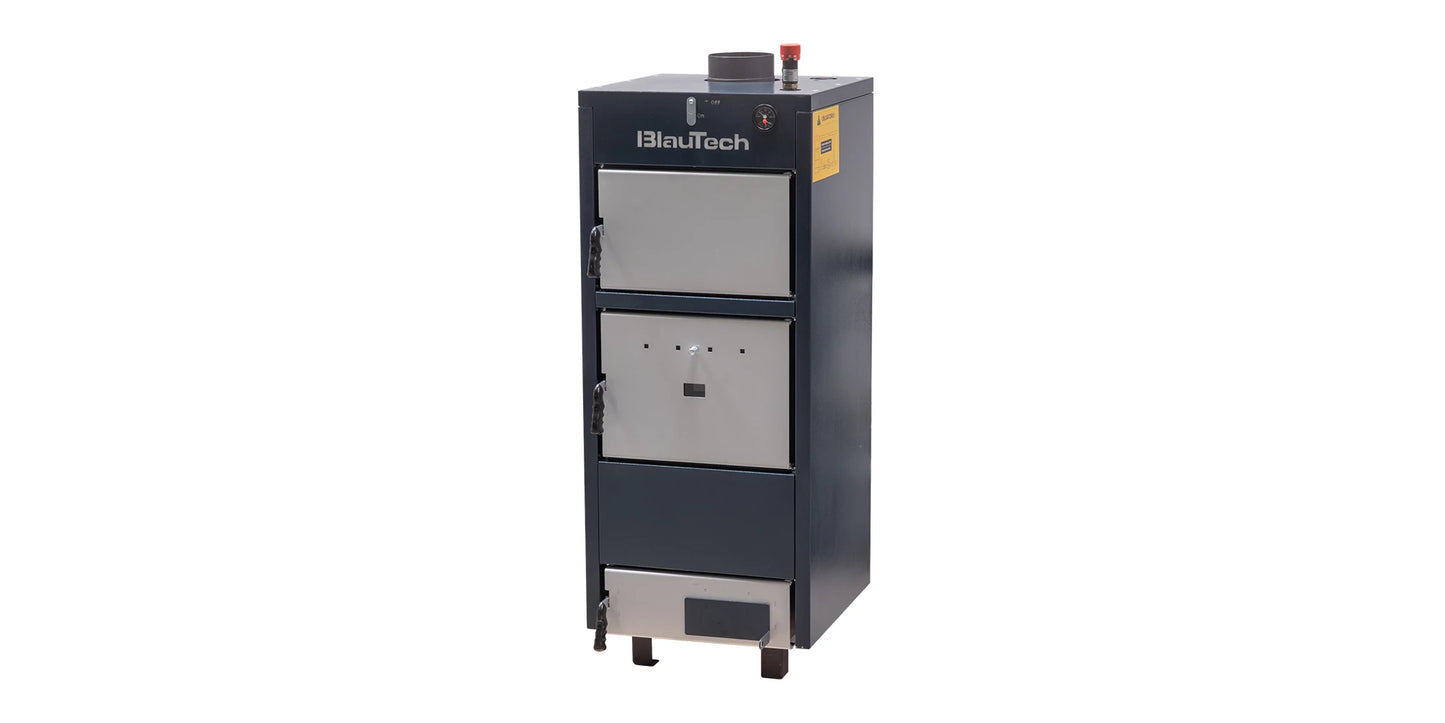 Cazan pe lemne, din tabla de otel, 28 kW, PMSBM28B, BlauTech
