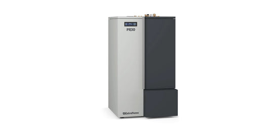Cazan compact pe peleți 8,9 - 30 kW, putere termică nominală, pentru 860 m³, arzător cu autocurățare, extractor de cenușă, display Black Mask cu Wi-Fi integrat, PR30, La Nordica-Extraflame