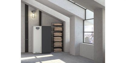 Cazan compact pe peleți 8,9 - 30 kW, putere termică nominală, pentru 860 m³, arzător cu autocurățare, extractor de cenușă, display Black Mask cu Wi-Fi integrat, PR30, La Nordica-Extraflame