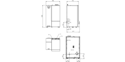 Cazan compact pe peleți 8,9 - 30 kW, putere termică nominală, pentru 860 m³, arzător cu autocurățare, extractor de cenușă, display Black Mask cu Wi-Fi integrat, PR30, La Nordica-Extraflame