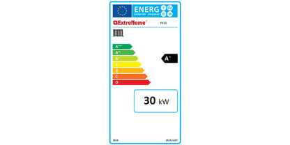 Cazan compact pe peleți 8,9 - 30 kW, putere termică nominală, pentru 860 m³, arzător cu autocurățare, display Black Mask cu Wi-Fi integrat, PK30, La Nordica-Extraflame