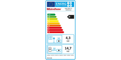 Termosemineu pe peleti, tip centrala, 5,4–19 kW, putere transmisa apei 4,0–14,7 kW pentru 545 m3, Iside Idro 5.0, La Nordica-Extraflame, culoarea Bordeaux