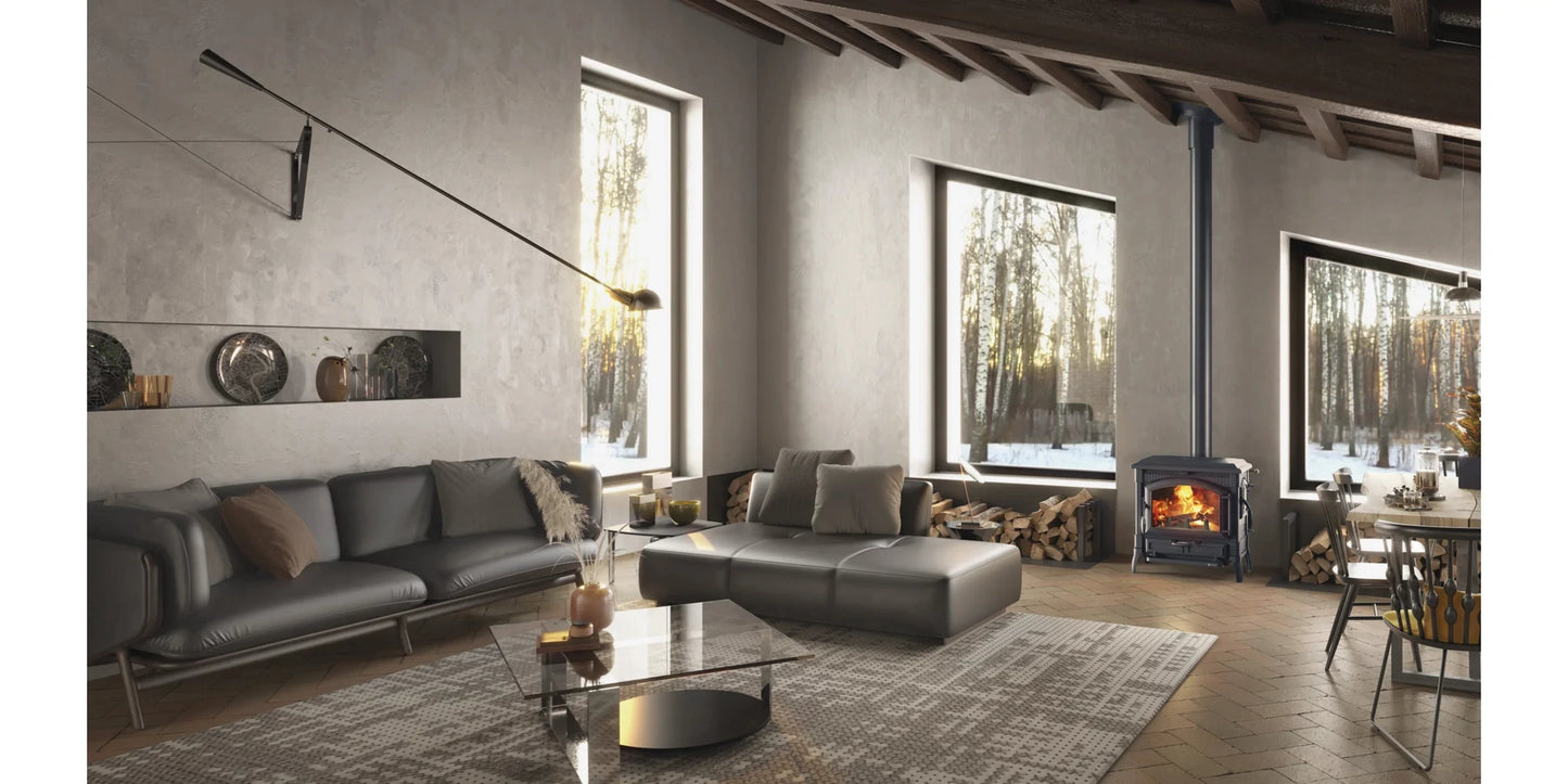 Semineu pe lemne, din fonta, 11.9 kW, pentru 341 m3, cu geam ceramic, ISOTTA.16, La Nordica-Extraflame