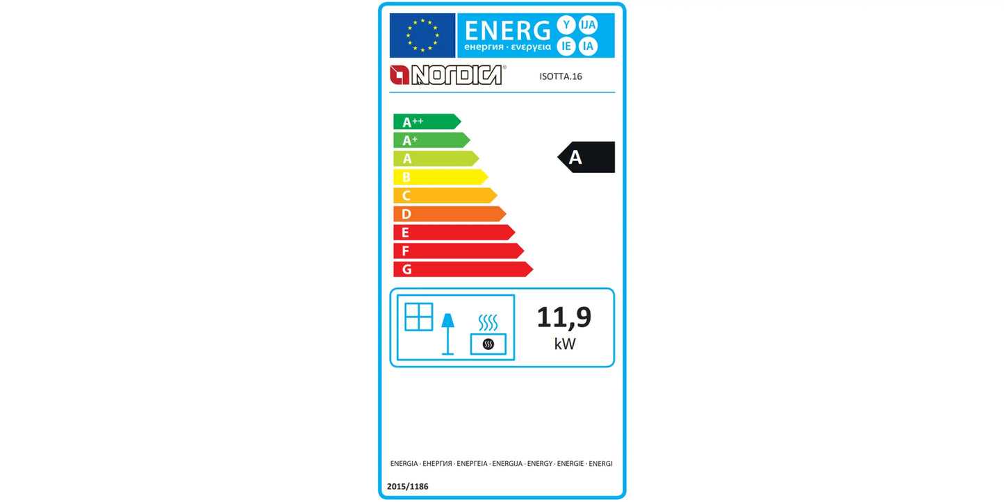 Semineu pe lemne, din fonta, 11.9 kW, pentru 341 m3, cu geam ceramic, ISOTTA.16, La Nordica-Extraflame