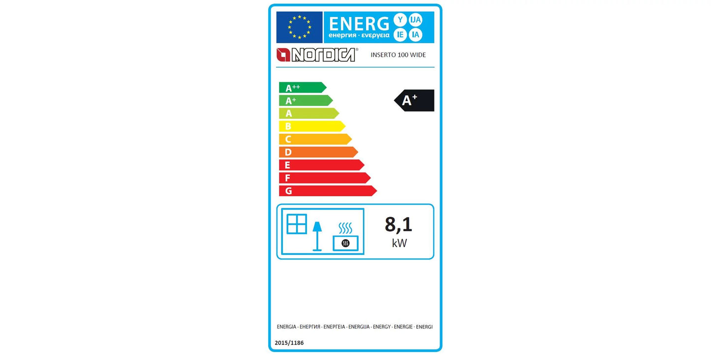 Focar de semineu, din fonta, pe combustibil solid, 8,1 kW, pentru 232 m3, Inserto 100 Wide, La Nordica-Extraflame